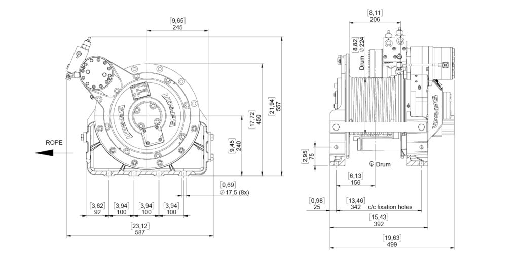 Line drawing for Sepson H25K Under Wound Right Hand Model